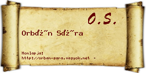 Orbán Sára névjegykártya